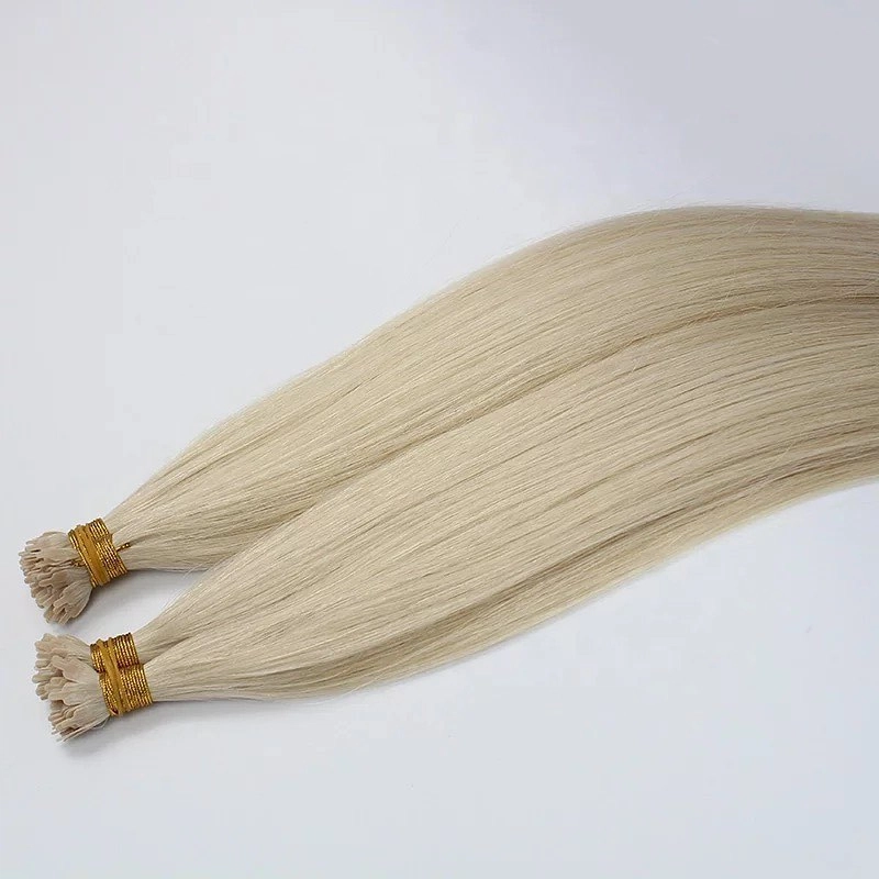 Keratin y tip hair extensions platinum color full cuticle HJ 024